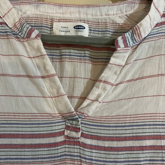 Old Navy Striped Tunic Size M Long Sleeve Tribal Boho Beach Cover Up Nautical - Picture 6 of 6